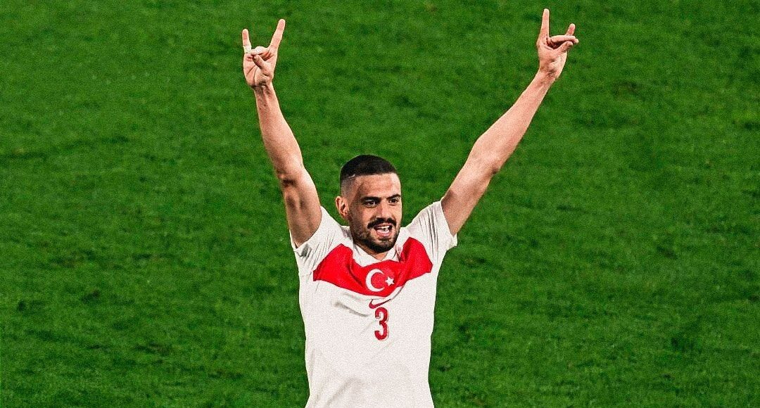 Demiral với động tác mừng bàn thắng khiến anh bị treo giò hai trận. Ảnh: AFP