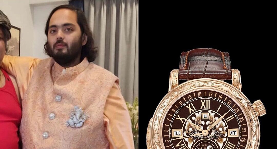Anant Ambani đeo chiếc Patek Philippe Grand Complication Sky Moon Tourbillon trong lễ cưới. Ảnh: Instagram Luxurywatchhub