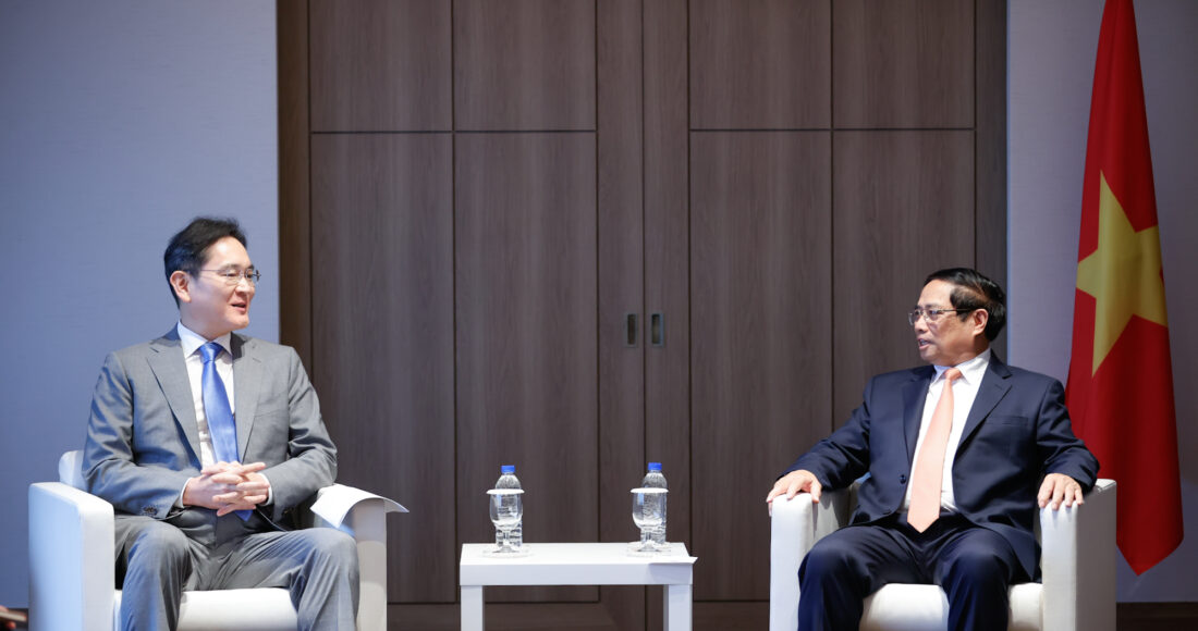 Thủ tướng Phạm Minh Chính tiếp ông Lee Jae Yong, Chủ tịch tập đoàn Samsung. Ảnh: Nhật Bắc