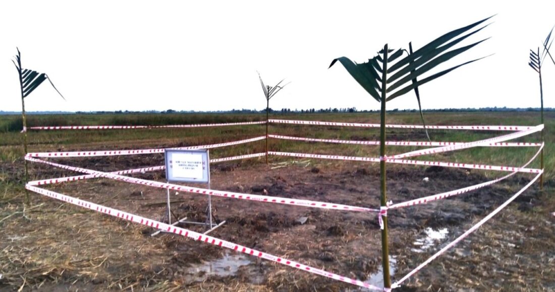 Khu vực phát hiện khí gas ở huyện Mỹ Tú, tỉnh Sóc Trăng. Ảnh: An Lương