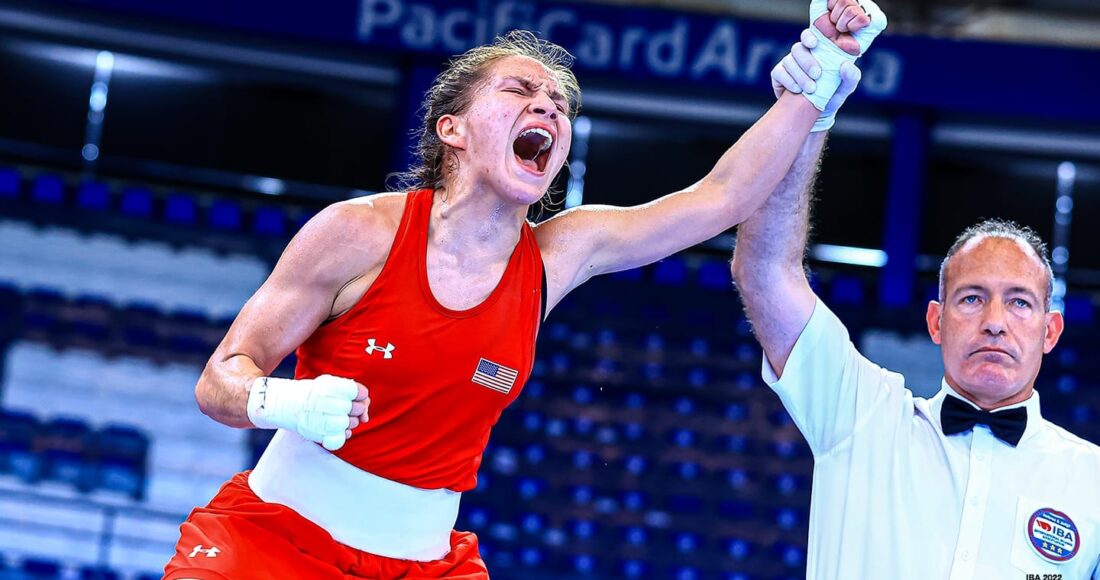 Jennifer Lozano mừng chiến thắng sau trận chung kết giải vô địch AMBC Elite Continental hồi tháng 3/2022 tai Guayaquil, Ecuador. Ảnh: Team USA