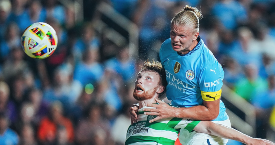 Haaland ghi bàn cho Man City trong trận giao hữu với Celtic hôm 24/7. Ảnh: X/Man City