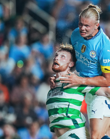 Haaland ghi bàn cho Man City trong trận giao hữu với Celtic hôm 24/7. Ảnh: X/Man City