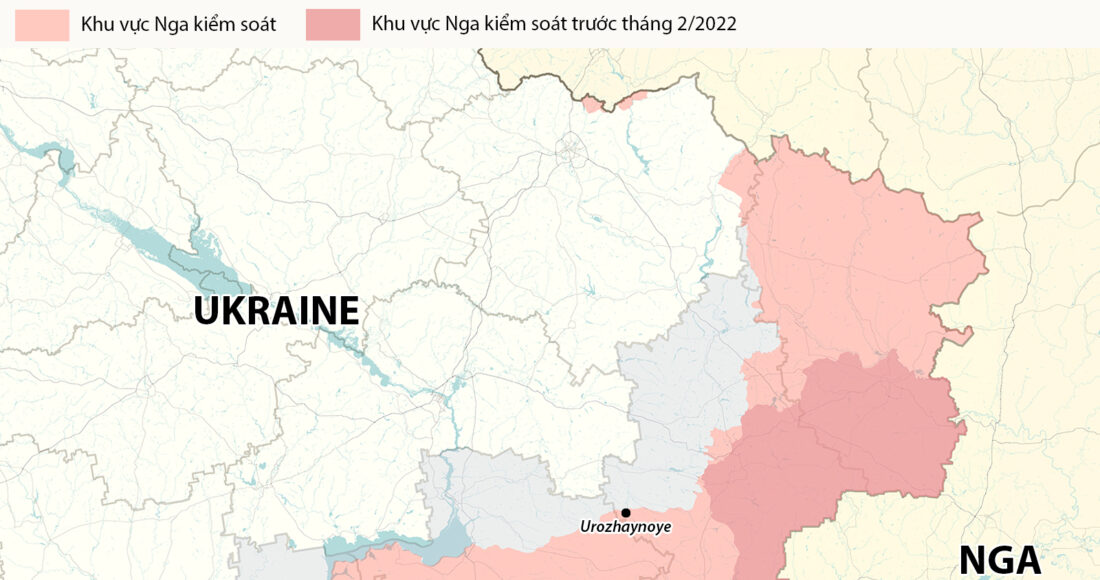 Vị trí làng Urozhaynoye, tỉnh Donetsk. Đồ họa: WP