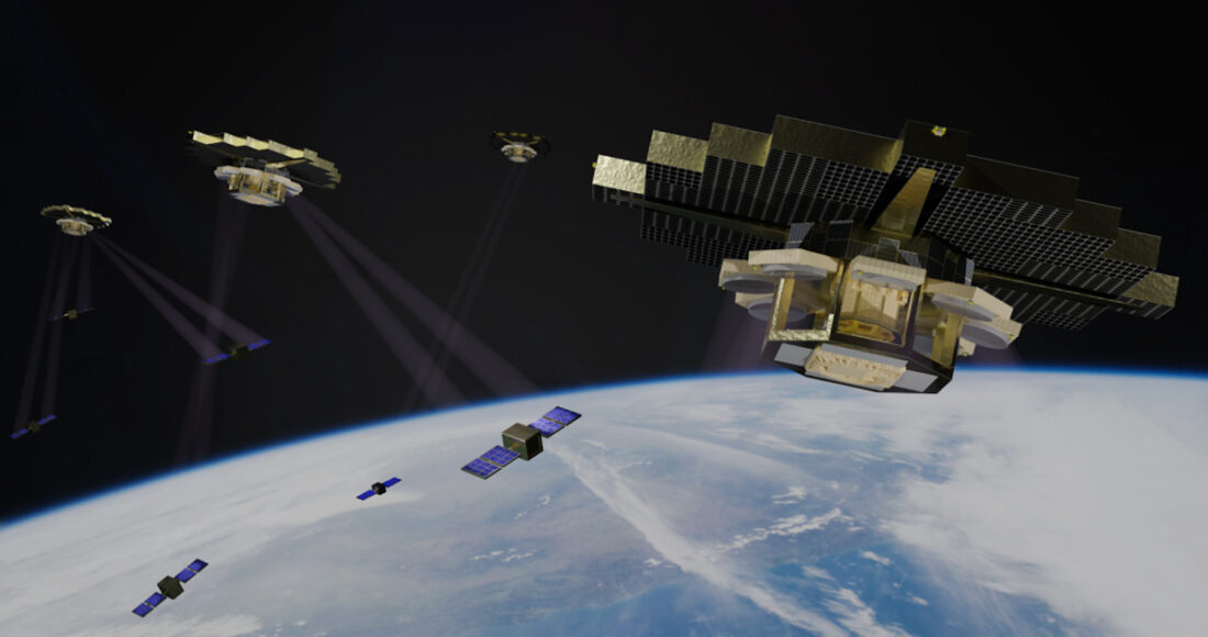 Mô phỏng một phần mạng lưới vệ tinh truyền điện đang phục vụ nhiều vệ tinh khách hàng. Ảnh: Star Catcher Industries