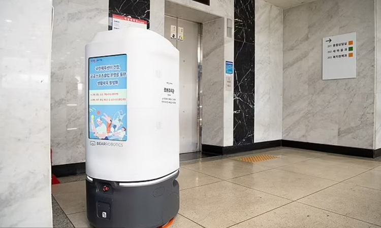 Robot làm việc cho Hội đồng thành phố Gumi. Ảnh: AFP