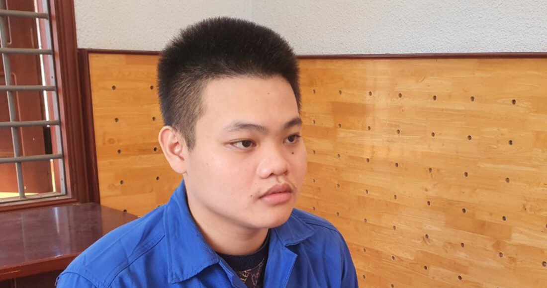 Lê Tuấn Kiệt tại cơ quan điều tra. Ảnh: Ngọc Oanh