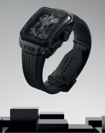 Thiết kế đồng hồ Square Bang Unico All Black Diamonds kích thước 42 mm. Ảnh: Hublot