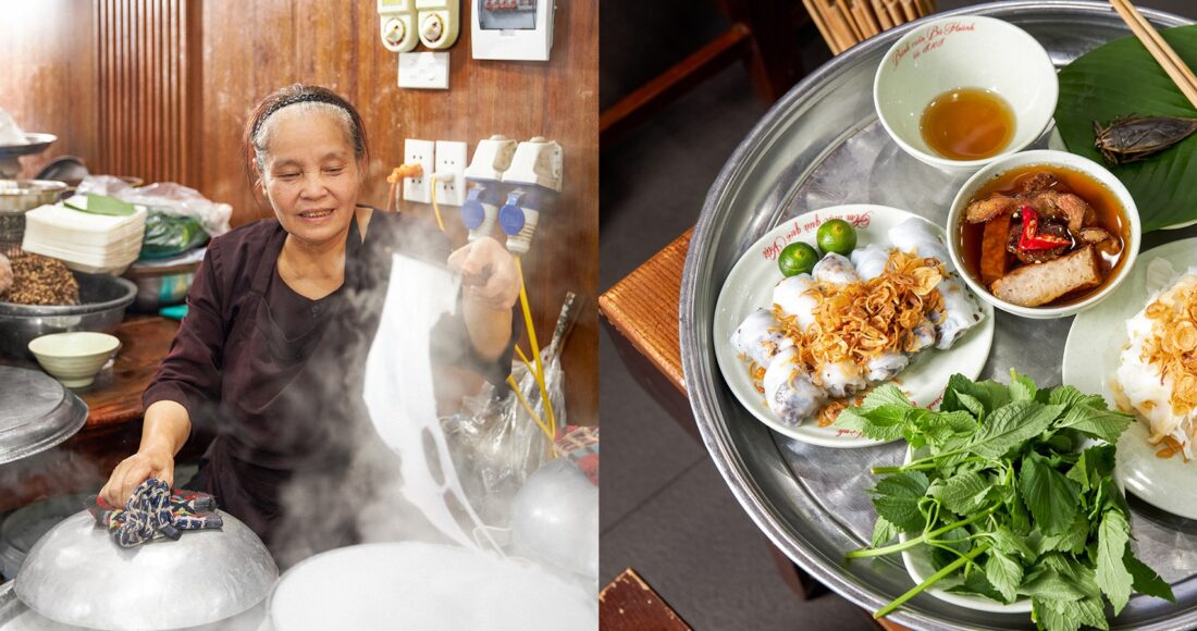 Kỹ thuật tráng bánh được truyền sang đời thứ hai. Bánh cuốn ăn với nước mắm cà cuống là nét đặc trưng của ẩm thực Hà Nội. Ảnh: Anh Thư