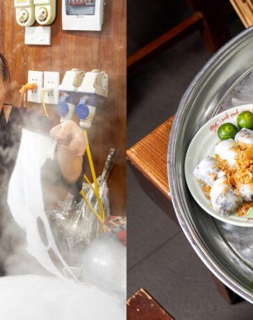 Kỹ thuật tráng bánh được truyền sang đời thứ hai. Bánh cuốn ăn với nước mắm cà cuống là nét đặc trưng của ẩm thực Hà Nội. Ảnh: Anh Thư