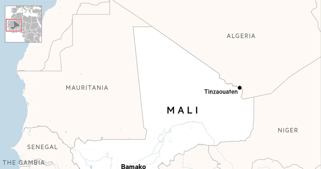 Vị trí thị trấn Tinzaouaten, Mali. Đồ họa: Map Creator
