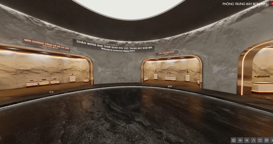 Các loại bom, mìn được trưng bày tại thư viện thực tế ảo.