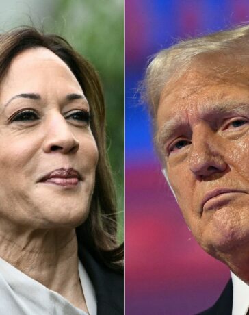 Phó tổng thống Mỹ Kamala Harris (trái) và ứng viên tổng thống đảng Cộng hòa Donald Trump. Ảnh: AFP