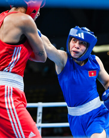 Võ sĩ boxing Hà Thị Linh (phải). Ảnh: Boxing.athlete365