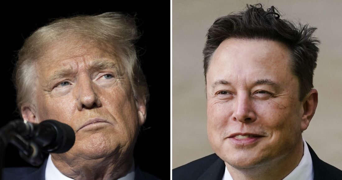 Cựu tổng thống Mỹ Donald Trump (trái) và tỷ phú Elon Musk. Ảnh: AP