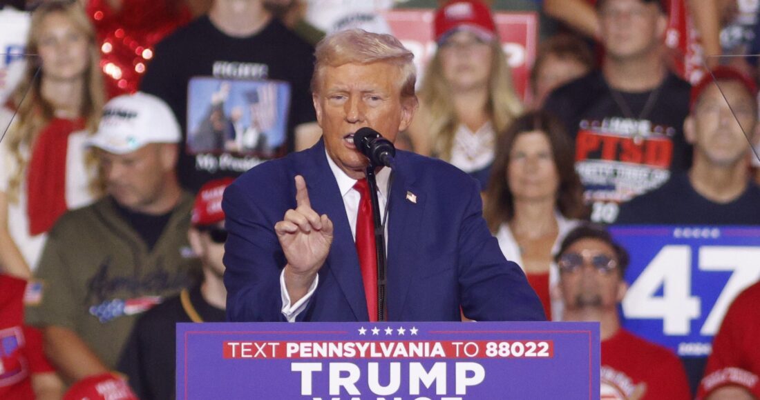 Ông Trump phát biểu ở Wilkes-Barre, bang Pennsylvania, ngày 18/8. Ảnh: AP