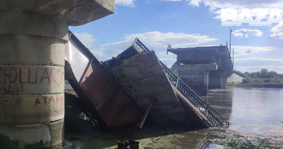 Cây cầu bị phá hủy sau đòn tập kích của Ukraine hôm 16/8. Ảnh: Telegram/Baza