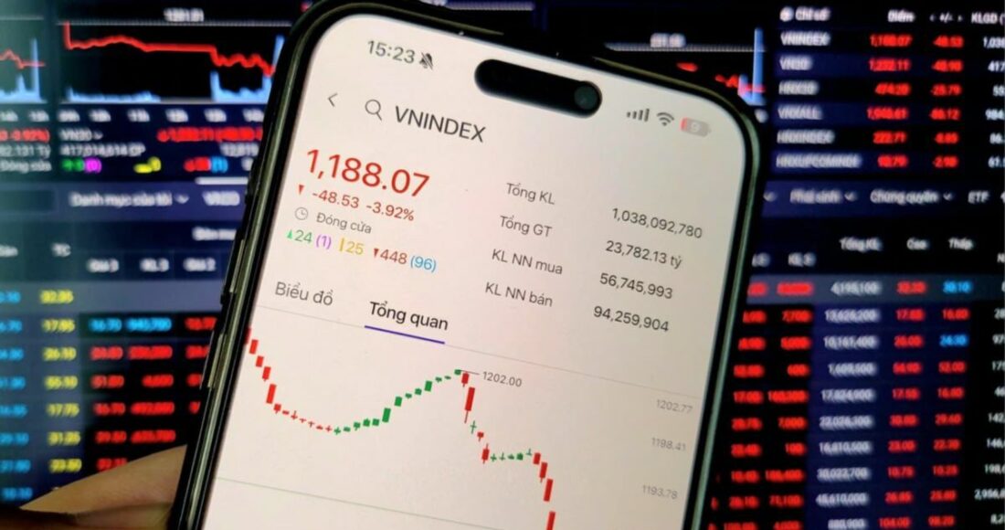 Chứng khoán giảm hơn 48 điểm, về dưới 1.200 điểm trong phiên ngày 5/8. Ảnh: Minh Sơn