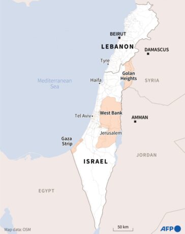 Vị trí Israel và Lebanon. Đồ họa: AFP