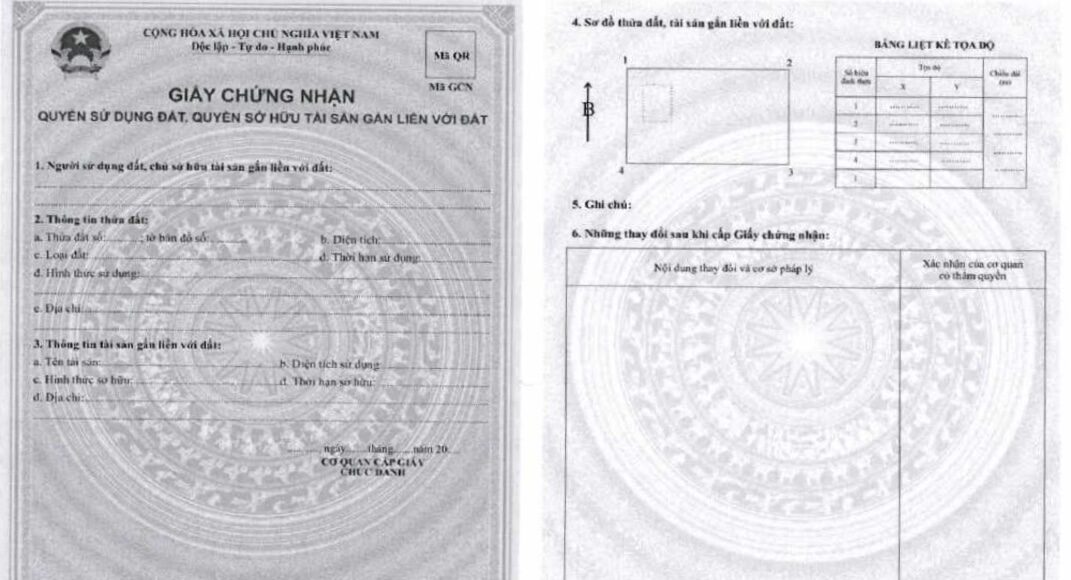 Mẫu giấy chứng nhận quyền sử dụng đất từ 1/8.