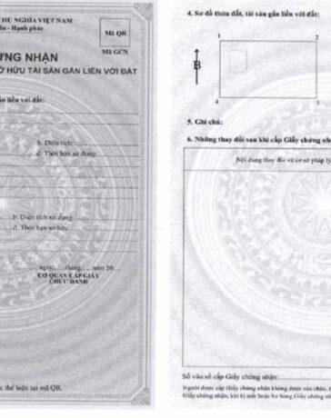 Mẫu giấy chứng nhận quyền sử dụng đất từ 1/8.