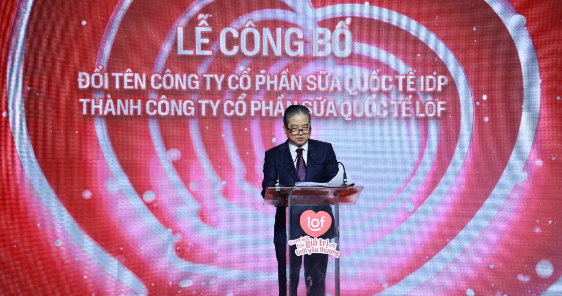Ông Bùi Hoàng Sang tại lễ công bố đổi tên công ty hồi tháng 7. Ảnh: LOF