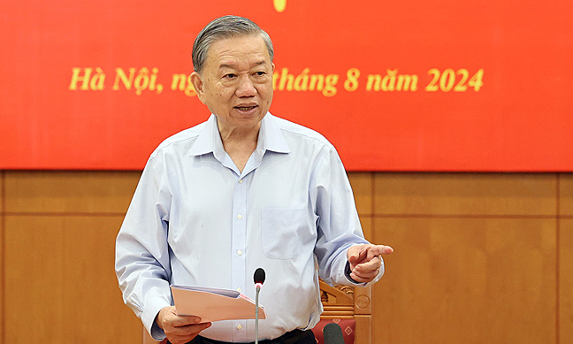 Tổng Bí thư, Chủ tịch nước Tô Lâm - Trưởng Ban Chỉ đạo Trung ương về phòng chống tham nhũng, tiêu cực, ngày 14/8. Ảnh: Ban Nội Chính Trung ương