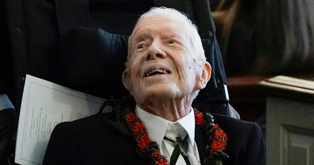 Cựu tổng thống Mỹ Jimmy Carter tại tang lễ của vợ ở Plains, bang Georgia hồi tháng 11/2023. Ảnh: AFP