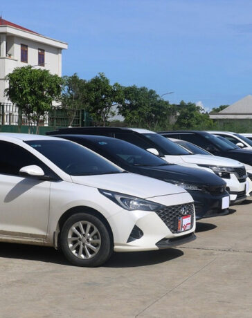 Một số ôtô mà Hằng cầm cố được cảnh sát tịch thu. Ảnh: Hòa Vang