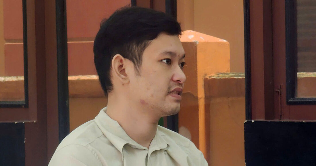 Lê Huỳnh Hải tại tòa sáng nay. Ảnh: Hoàng Nam