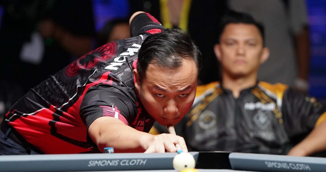 Nguyễn Anh Tuấn thi đấu tại giải 9 bi Hà Nội Open Pool Champhionship của WNT tháng 10/2023 tại Hà Nội. Ảnh: VBP