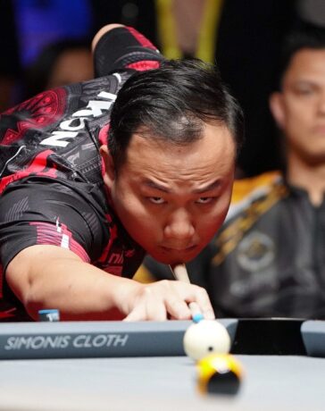 Nguyễn Anh Tuấn thi đấu tại giải 9 bi Hà Nội Open Pool Champhionship của WNT tháng 10/2023 tại Hà Nội. Ảnh: VBP