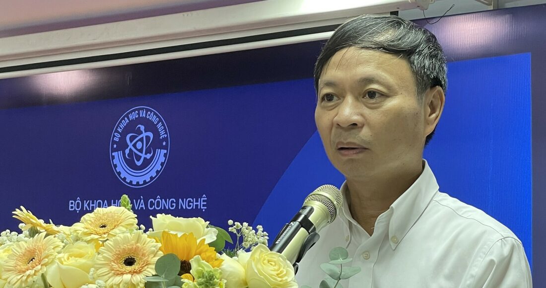 Thứ trưởng Bộ Khoa học và Công nghệ Hoàng Minh phát biểu tại hội nghị. Ảnh: Hà An