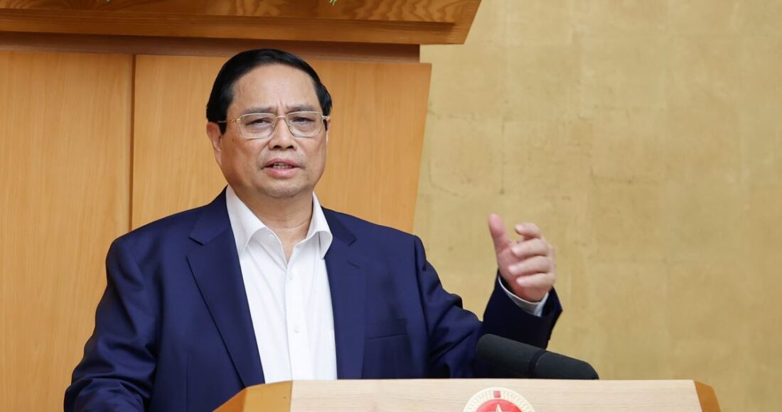 Thủ tướng Phạm Minh Chính phát biểu tại phiên họp Chính phủ, ngày 5/8. Ảnh: VGP