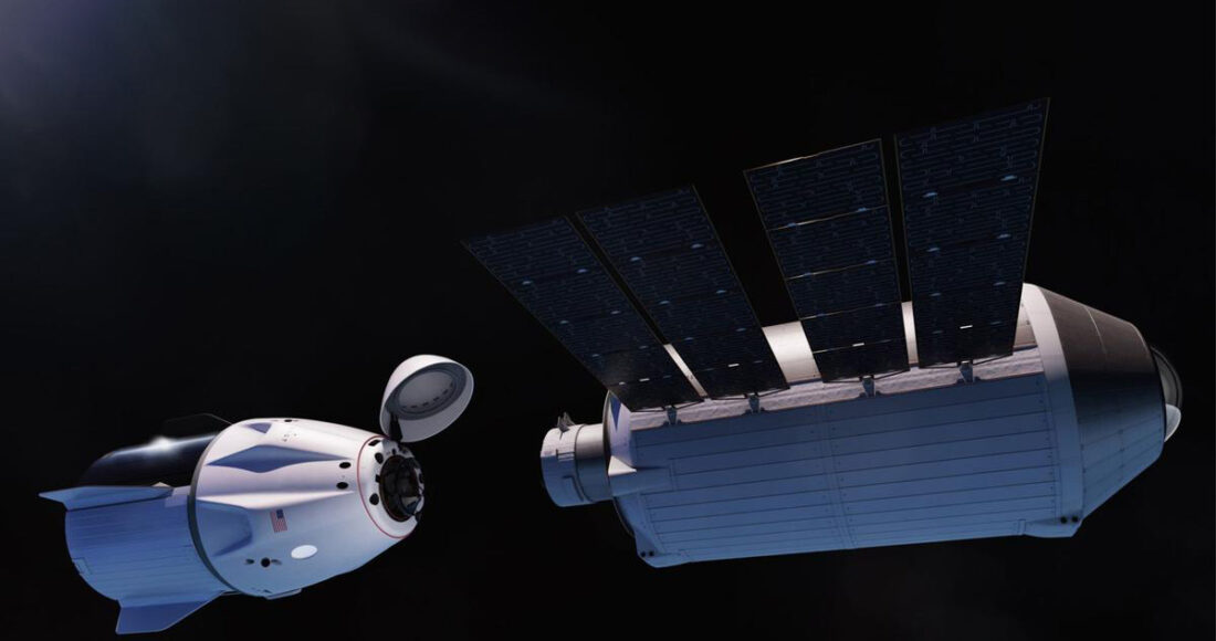 Mô phỏng tàu Dragon của SpaceX bay tới trạm vũ trụ Haven-1. Ảnh: Vast