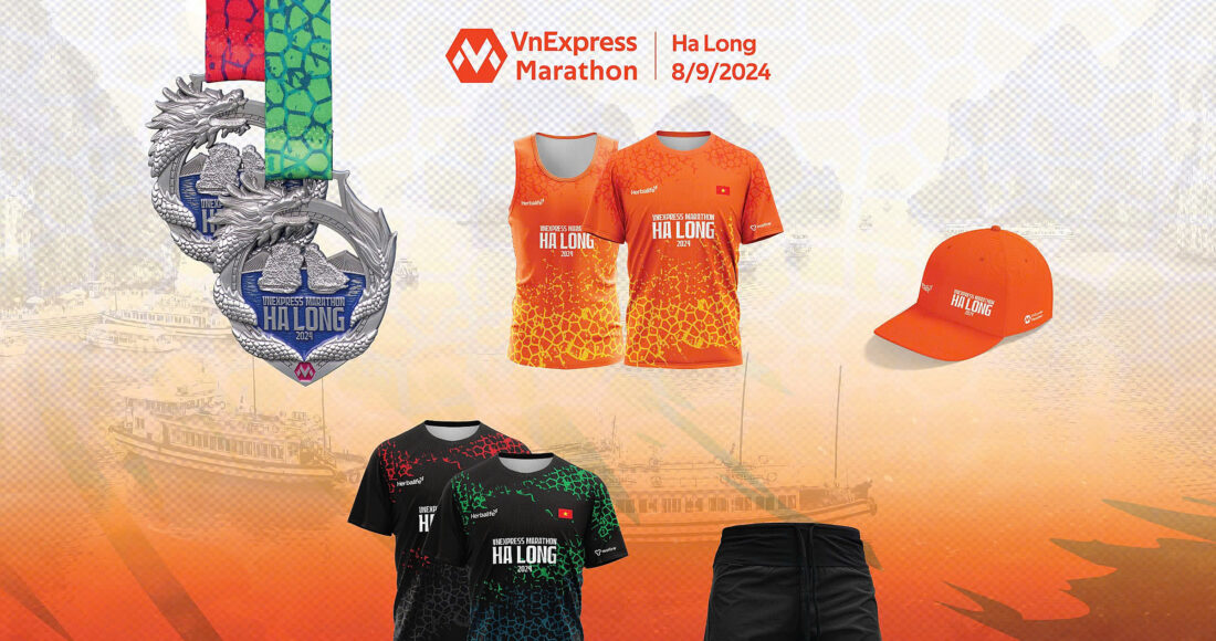 Bộ vật phẩm dành cho runner VnExpress Marathon Hạ Long 2024.