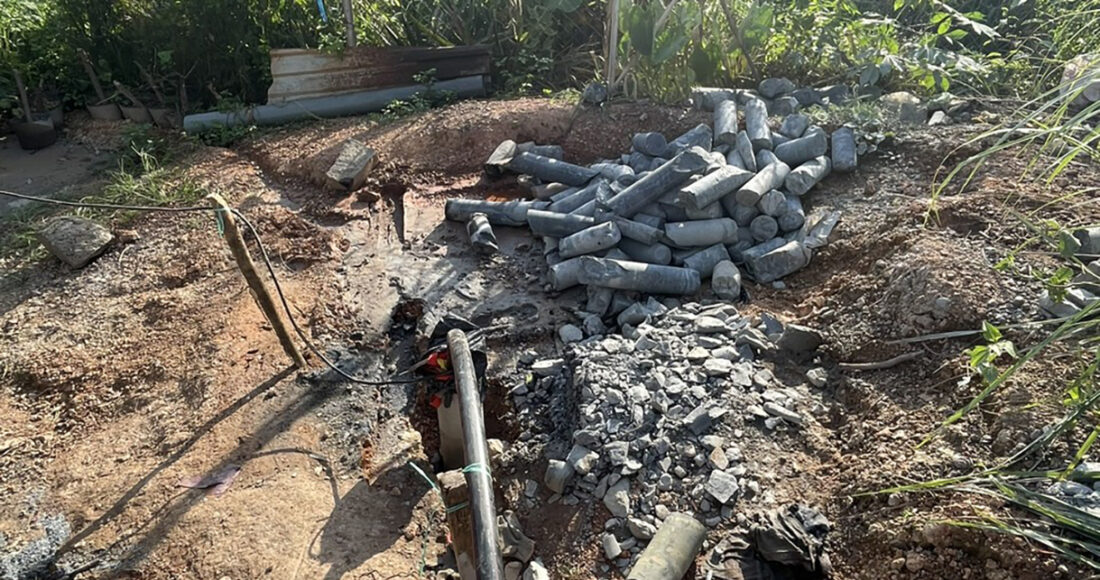 Khu vực khoan giếng gây ra sự cố mất điện. Ảnh: Thái Hà