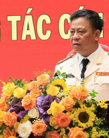 Đại tá Trần Xuân Ánh tại lễ công bố giữ chức Giám đốc Công an tỉnh Thái Bình, ngày 16/8. Ảnh TB