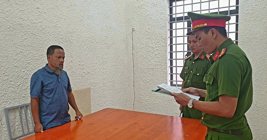 Đặng Thanh Bình tại cơ quan điều tra. Ảnh: Công an tỉnh Phú Yên