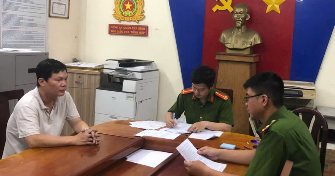 Nguyễn Minh Đức tại cơ quan điều tra. Ảnh: Công an cung cấp