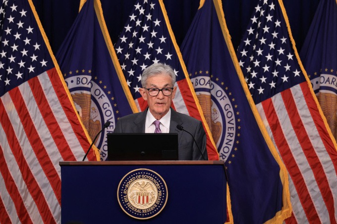Chủ tịch Fed Jerome Powell trong cuộc họp báo hôm 31/7. Ảnh: Reuters