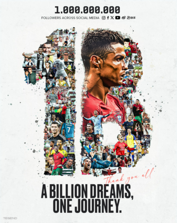 Bức ảnh Ronaldo đăng trên X về việc đạt một tỷ người theo dõi trên mạng xã hội.