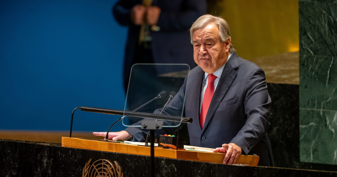 Tổng thư ký Liên Hợp Quốc Antonio Guterres tại phiên họp của Đại hội đồng tại New York, Mỹ ngày 24/9. Ảnh: Reuters