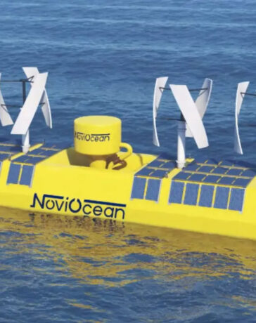 Bè năng lượng hỗn hợp nổi trên biển. Ảnh: NoviOcean