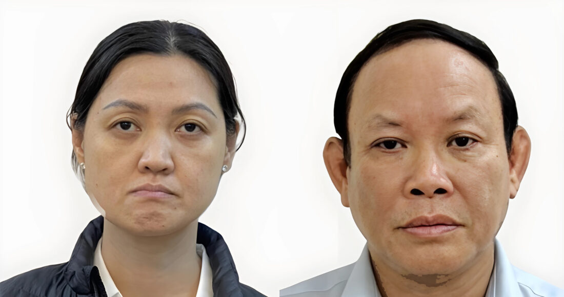 Bị can Nguyễn Đức Thái (phải) và Tô Mỹ Ngọc. Ảnh:Bộ Công an