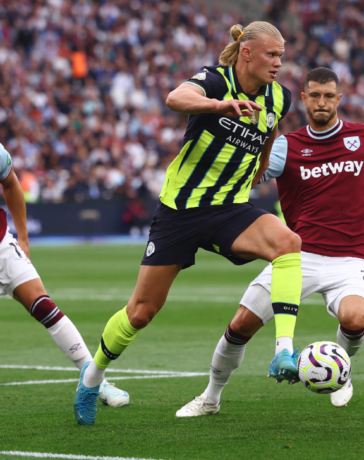 Haaland trong trận Man City thắng West Ham 3-1 hôm 31/8. Ảnh: Reuters