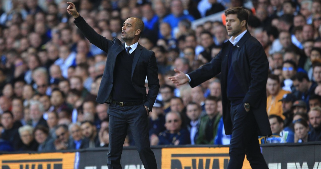 Guardiola và Pochettino so tài trong một trận đấu giữa Man City và Tottenham ở Ngoại hạng Anh vào năm 2016. Ảnh: Shutterstoc