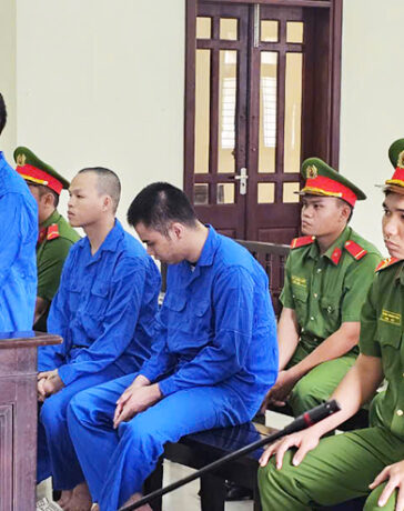 Ba bị cáo tại tòa. Ảnh: Nam An