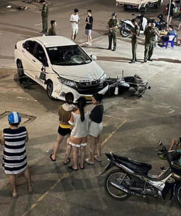 Hiện trường vụ tai nạn ở khu nhà ở xã hội phường Định Hòa, TP Thủ Dầu Một. Ảnh: Thái Hà