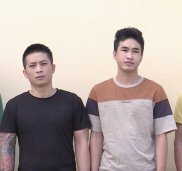 4 nghi can Hòa, Sơn, Hậu và Nam tại cơ quan điều tra. Ảnh: Đức Quang